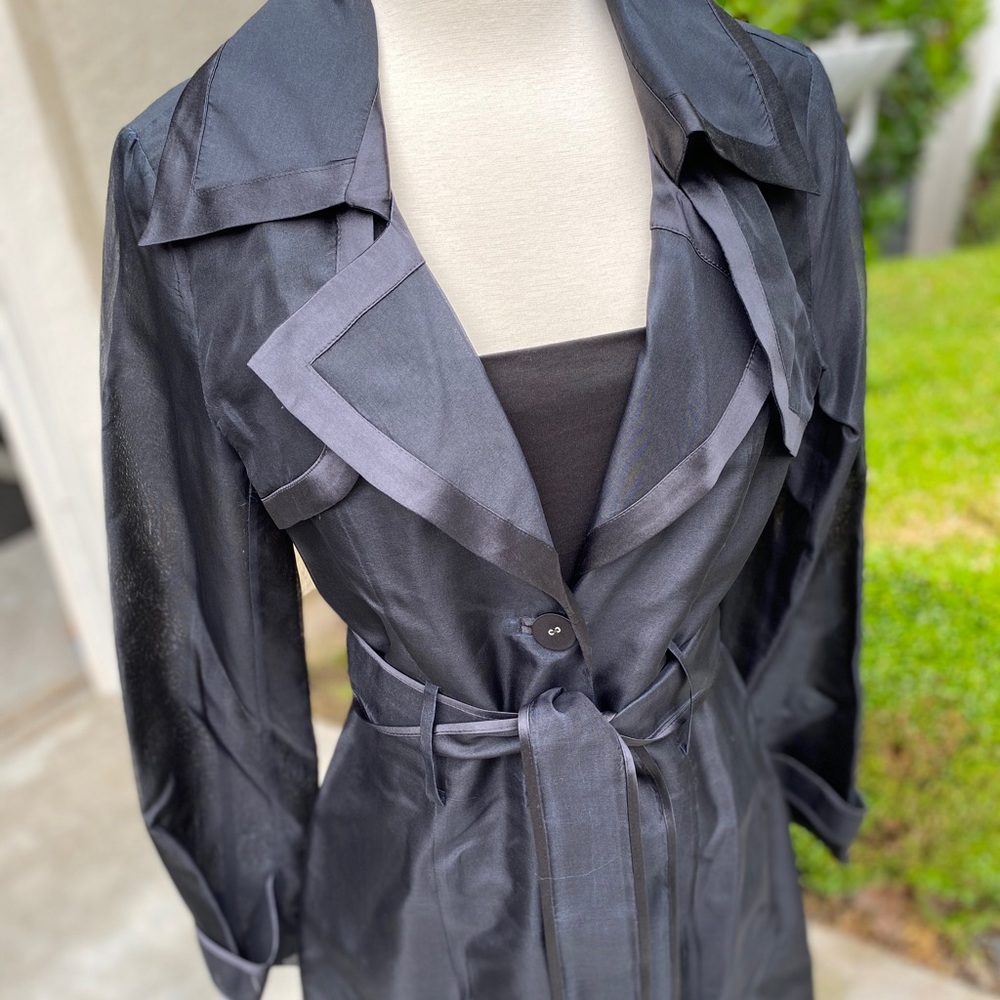 Black see through trench coat from BEBE